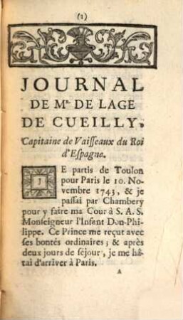 Mémoires : contenant son journal de la campagne navale de 1744