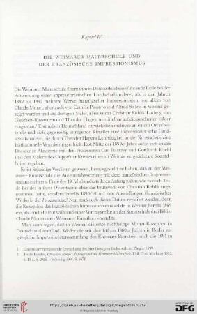 Kapitel IV: Die Weimarer Malerschule und der französische Impressionismus