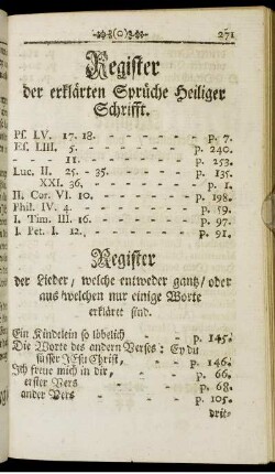 Register der erklärten Sprüche Heiliger Schrifft.