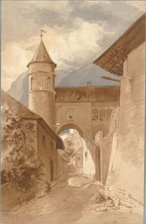 Littmann, Max; Italien; Deutschland; Reisezeichnungen - Dorfstrasse (Perspektive)