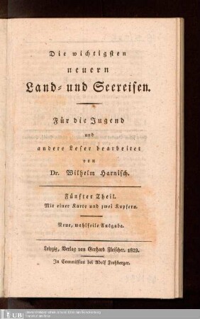 5: Die wichtigsten neuern Land- und Seereisen : für die Jugend und andere Leser bearbeitet