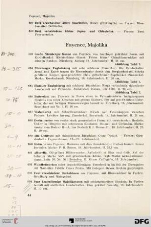Fayence, Majolika (Nr. 683-746)