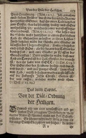 Das dritte Capitel. Von der Diät- Ordnung der Heiligen.