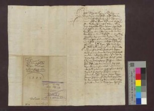 Die Stadt Waldshut bzw. ihr Lehnträger Michael Karg reversiert gegenüber Erzherzog Ferdinand Karl von Österreich über die Belehnung mit den Landgarben auf dem Arrberg etc.