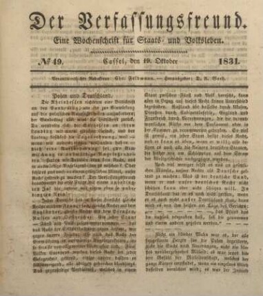 № 49. Cassel, den 19. Oktober 1831.