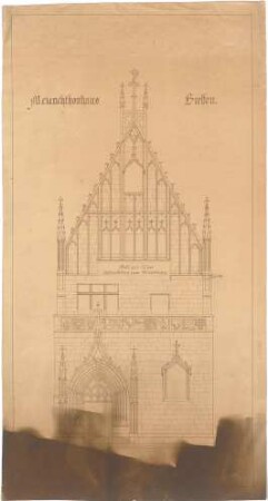 Billing, Hermann; Bretten (Baden-Württemberg), Marktplatz; Melanchthonhaus - Fassade mit Inschrift (Entwurf)