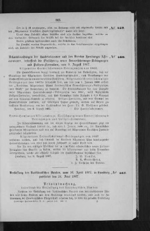 Verfassung des Norddeutschen Bundes, vom 16. April 1867, in Hamburg publicirt den 24. Juni 1867.