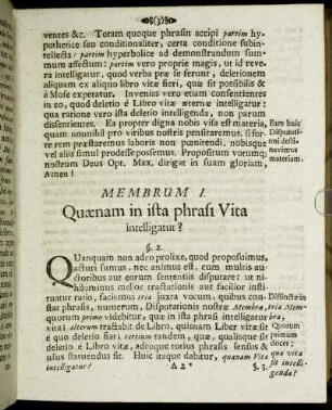 Membrum I. Quænam in ista phrasi Vita intelligatur?