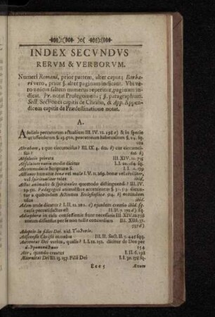Index Secvndvs Rervm & Verborvm.