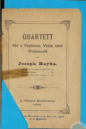 Quartett für 2 Violinen, Viola und Violoncell