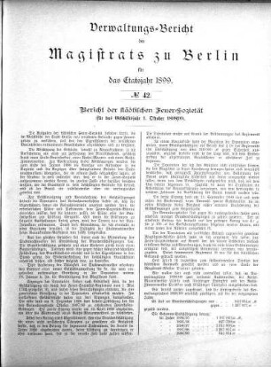 No. 42. Bericht der städtischen Feuer-Sozietät