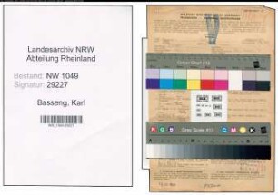 Entnazifizierung Karl Basseng , geb. 05.05.1897 (Feuerwehrmann)