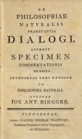De Philosophiae Natvralis Praestantia Dialogi