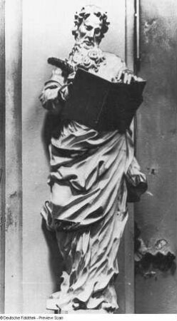 Evangelist : Evangelist. Holz, geschnitzt, gefasst. Breslau, 1700. Wroclaw