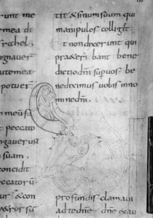 Psalter von Corbie — Initiale D zu Psalm 129, oben auf dem Folio, Folio 11 recto