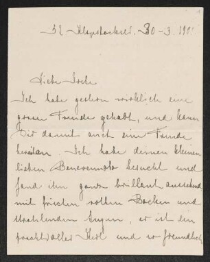 Brief von Anna Leistikow und Walter Leistikow an Margarete Hauptmann