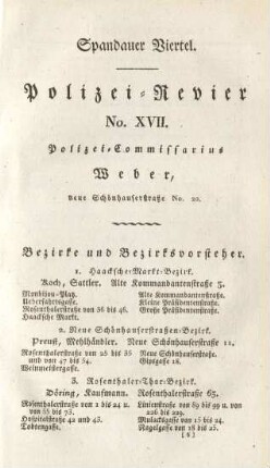 Spandauer Viertel. Polizei-Revier No. XVII