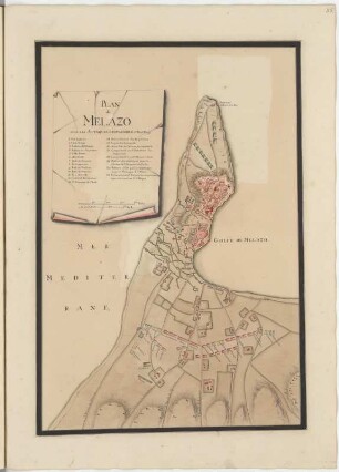 Plan de Melazo avec les Attaques d' Espagnoles. 1718 et 1719.