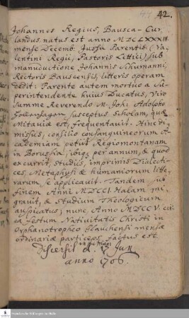Lebenslauf von Johann Regius.
