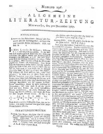 Feddersen, J. F.: Reden bey der Confirmation der drey Durchlauchtigsten Prinzen von Braunschweig und Lüneburg. Braunschweig: Fürstl. Waisenhausbuchh. 1787