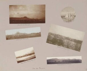 Bilder von der Hinreise: links oben: Nauheim rechts oben: Segelboot links Mitte: Marburg rechts Mitte: Hamburg links unten: Blick auf die Elbe rechts unten: Harzlandschaft
