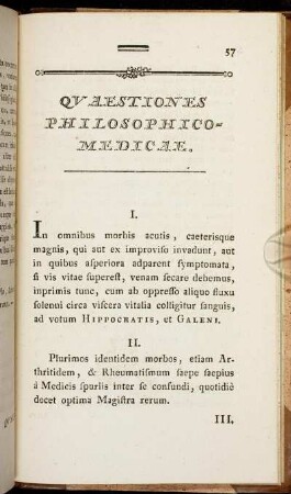 Quaestiones Philosophico-Medicae.