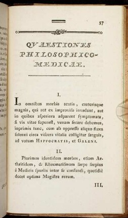 Quaestiones Philosophico-Medicae.