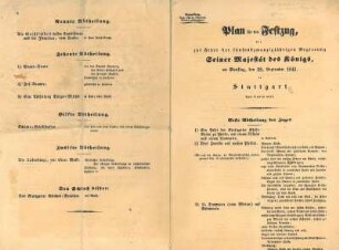 Plan für den Festzug zum 25jährigen Regierungsjubiläum König Wilhelm I in Stuttgart (HN ist in der 2. Abt. bei den "guten Städten" vertreten)
