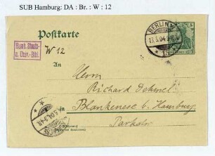 Postkarte an Richard Dehmel