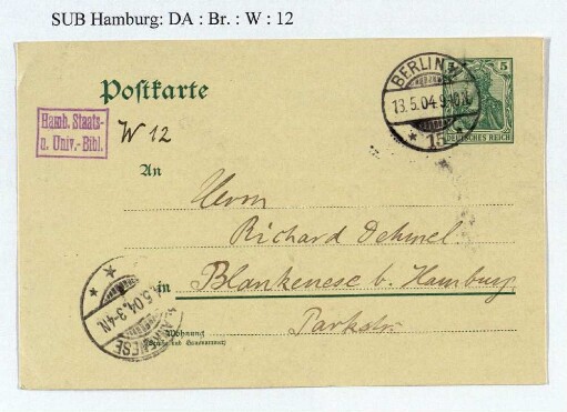 Postkarte an Richard Dehmel