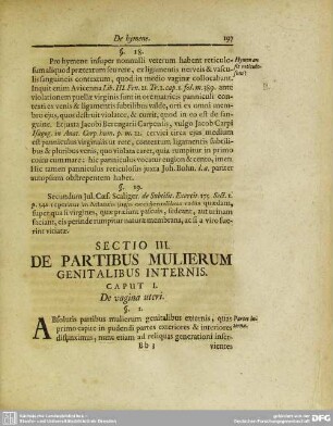 Sectio III. De Partibus Mulierum Genitalibus Internis