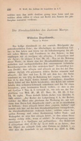 230-252 Die Abendmahlslehre desJustinus Martyr