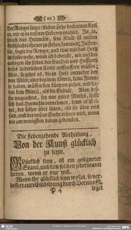 Die siebenzehende Abtheilung, Von der Kunst glücklich zu seyn