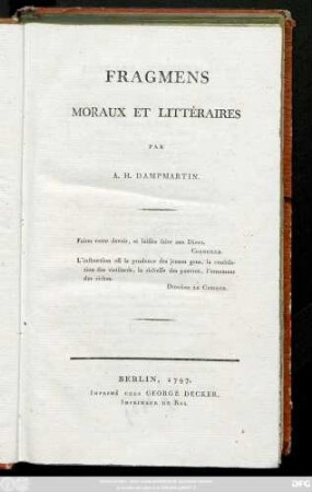 Fragmens Moraux Et Littéraires