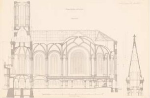 Zionskirche, Berlin: Längsschnitt (aus: Atlas zur Zeitschrift für Bauwesen, hrsg. v. G. Erbkam, Jg. 23, 1873)
