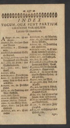 Index Vocum, Quae Sunt Partium Orationis Variabilium Latino Germanicus