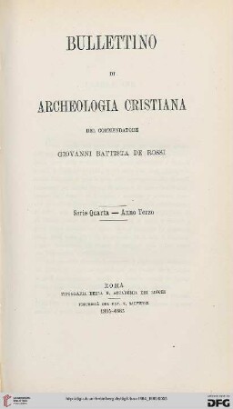 4.Ser.3: Bullettino di archeologia cristiana