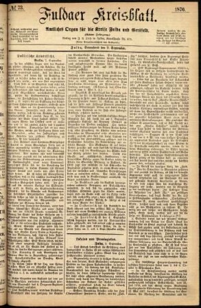 Ausgabe vom Samstag, den 09. September 1876.