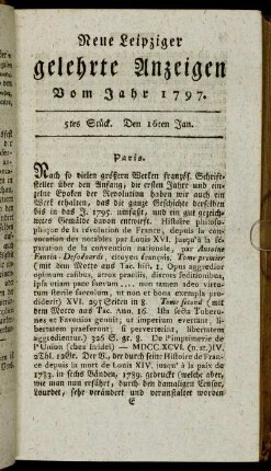 5tes Stück. Den 16ten Jan.