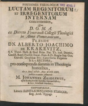 Positiones Theologicæ Luctam Regenitorum Et Irregenitorum Internam concernentes