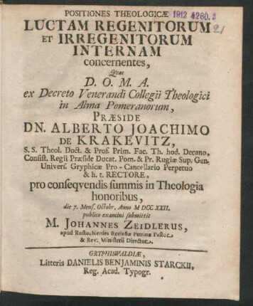 Positiones Theologicæ Luctam Regenitorum Et Irregenitorum Internam concernentes