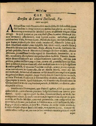 Cap. XII. Seorsim de Laurea Doctorali, Paetavii accepta.