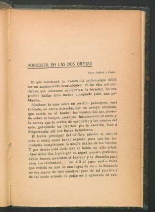 Horqueta en las dos orejas : Para Andrés y Pablo