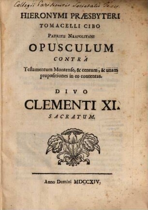 Opusculum contra testamentum montense