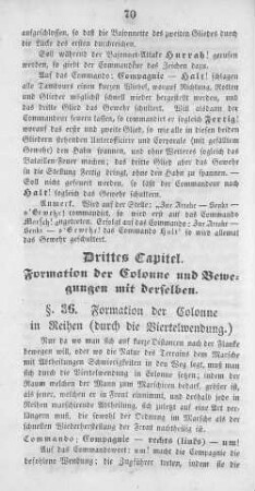Drittes Capitel. Formation der Colonne und Bewegungen mit derselben.