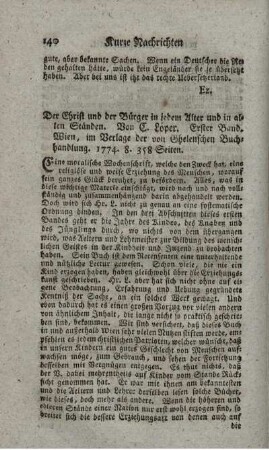 Der Christ und der Bürger in jedem Alter und in allen Ständen. Bd.1.