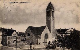 Postkartenalbum mit Motiven von Karlsruhe. "Karlsruhe. Lutherkirche"