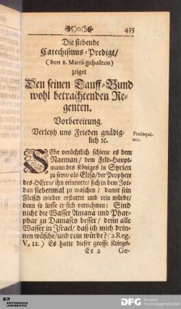 Die siebende Catechismus-Predigt/ (den 8. Martii. gehalten) zeiget Den seinen Tauff-Bund wohl betrachtenden Regenten.