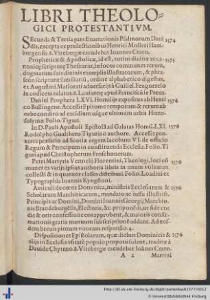 Libri Theologici Protestantivm.