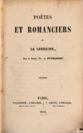 Poètes et romanciers de la Lorraine